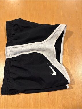 Nike ~ Girls Black and White Athletic Shorts Swoosh Running Shorts